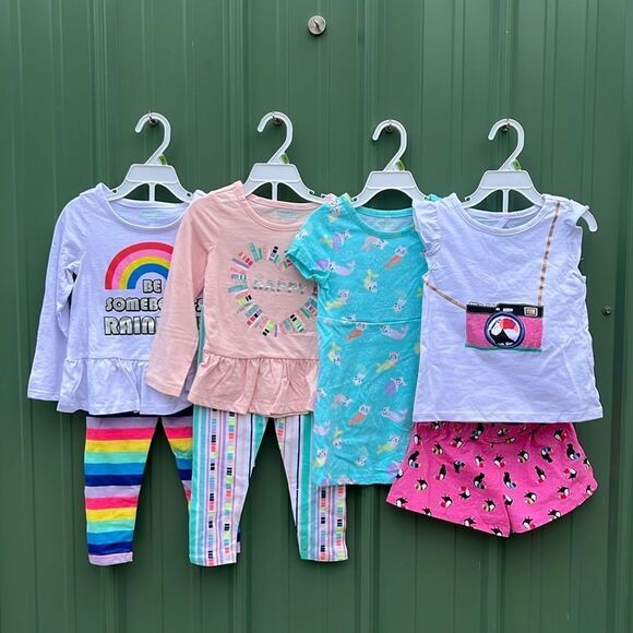 Girls Cotton Shirts Pants, Tank, Shorts & Dress Bundle 6-Piece Bundle Size 3T - Picture 1 of 16